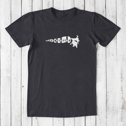Charcoal black men's vegetarian T-shirt in bamboo and organic cotton with white 'Plant Power' carrot graphic, durable and eco-conscious gift.