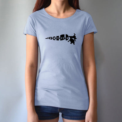 Light blue women's bamboo cotton tee with black 'Plant Power' carrot graphic. A soft, eco-conscious gift for healthy lifestyle fans.