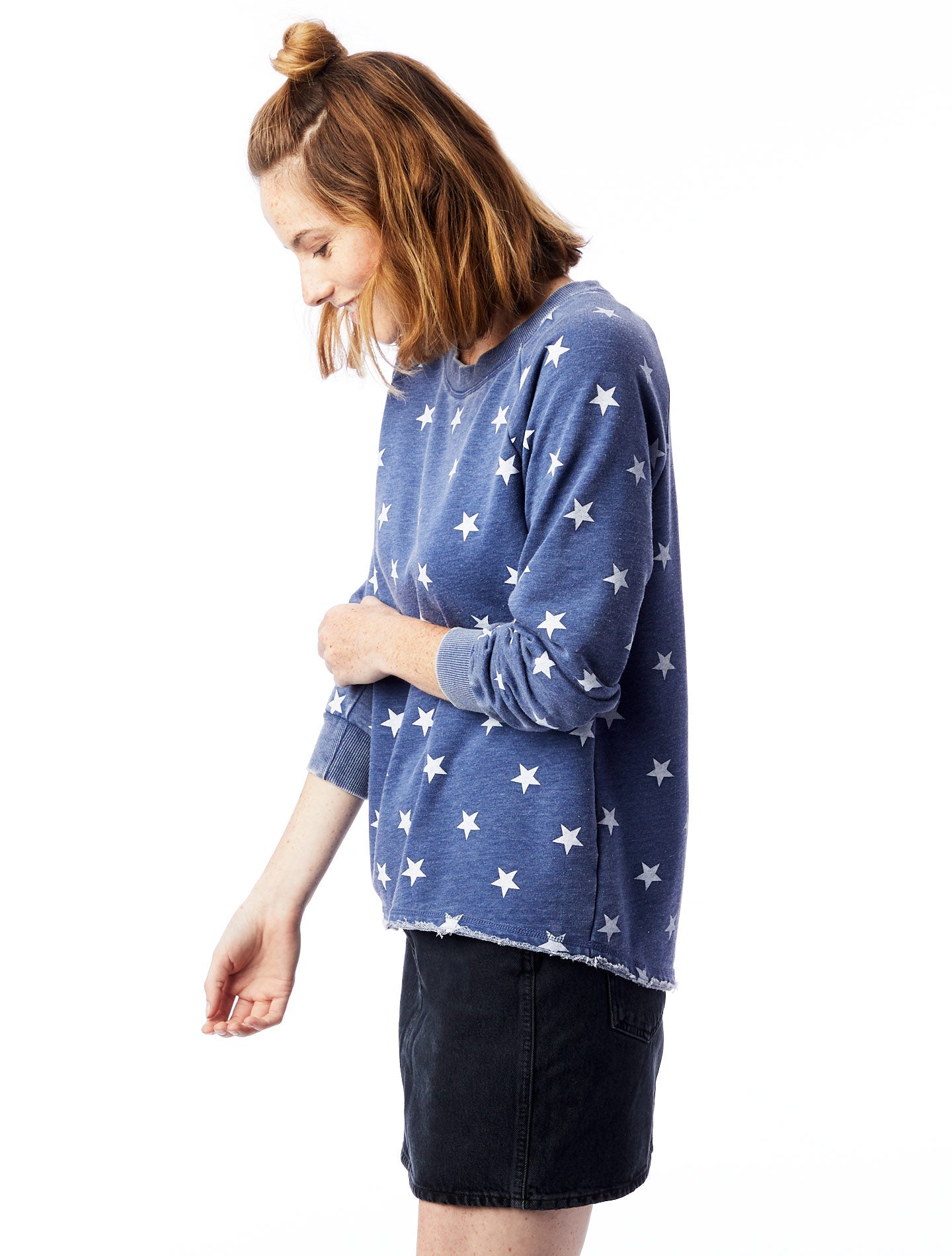 Veggie Ninja & Star Printed Burnout French Terry Pullover Sweatshirt Uni-T