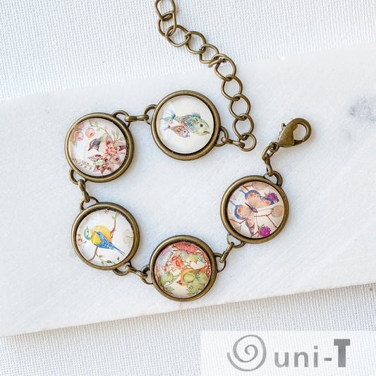 Vintage Prints Bracelets - Birds, Butterfly & Fish Kathy James