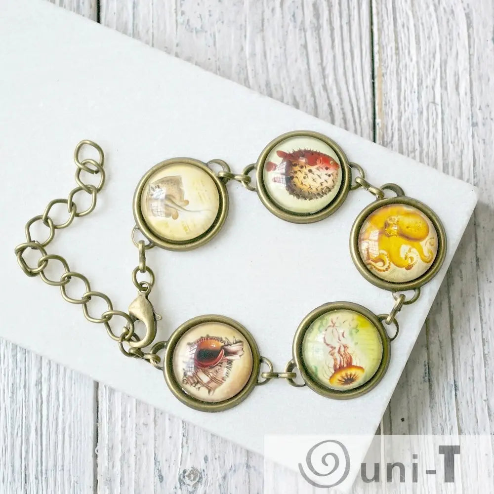 Vintage Prints Bracelets - Jelly fish, Stingray, Puffer fish, Octopus Kathy James