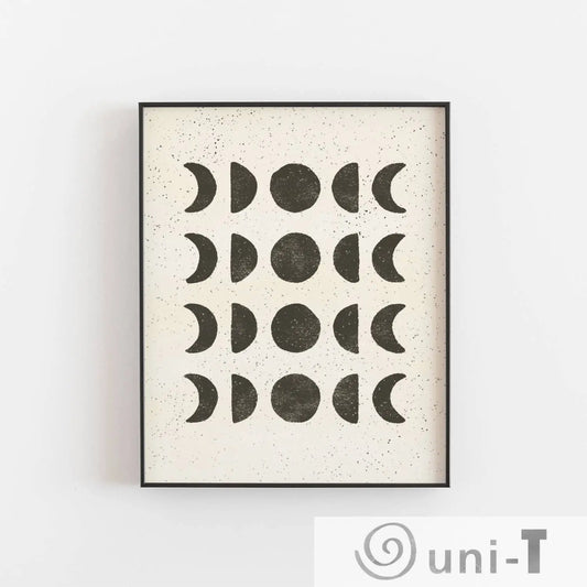 Wall Art Print Moon Phases - Black Cream Pauline Stanley Studio