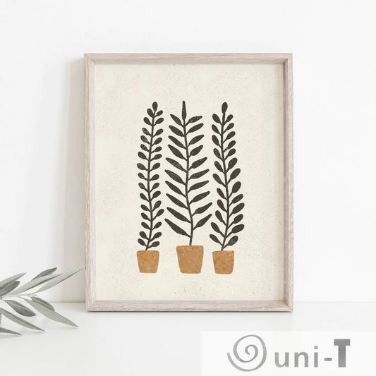 Wall Art Print Potted Ferns - Terracotta, Black Pauline Stanley Studio