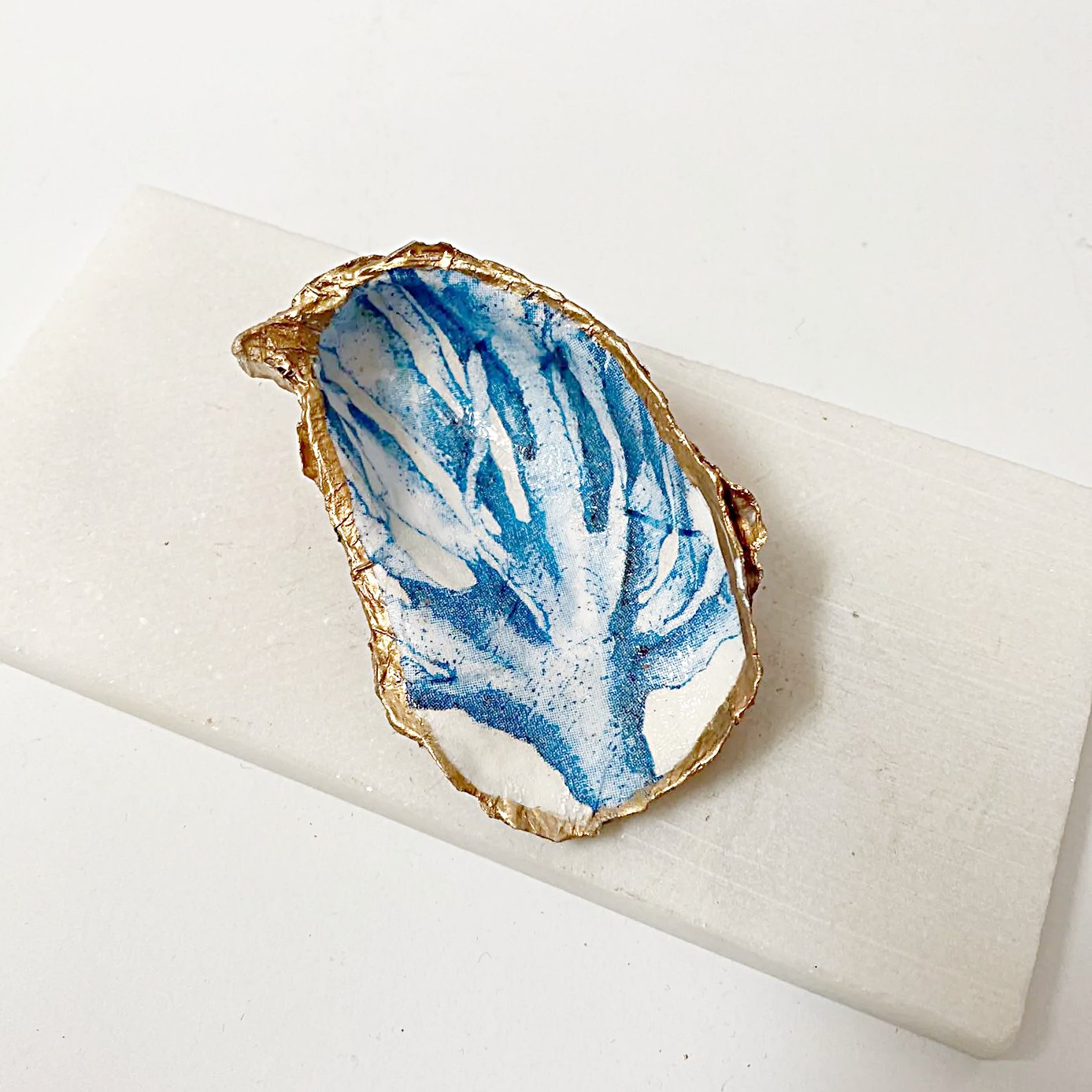 Blue Coral Decoupage Oyster Shell Jewelry Dish Ana Razavi