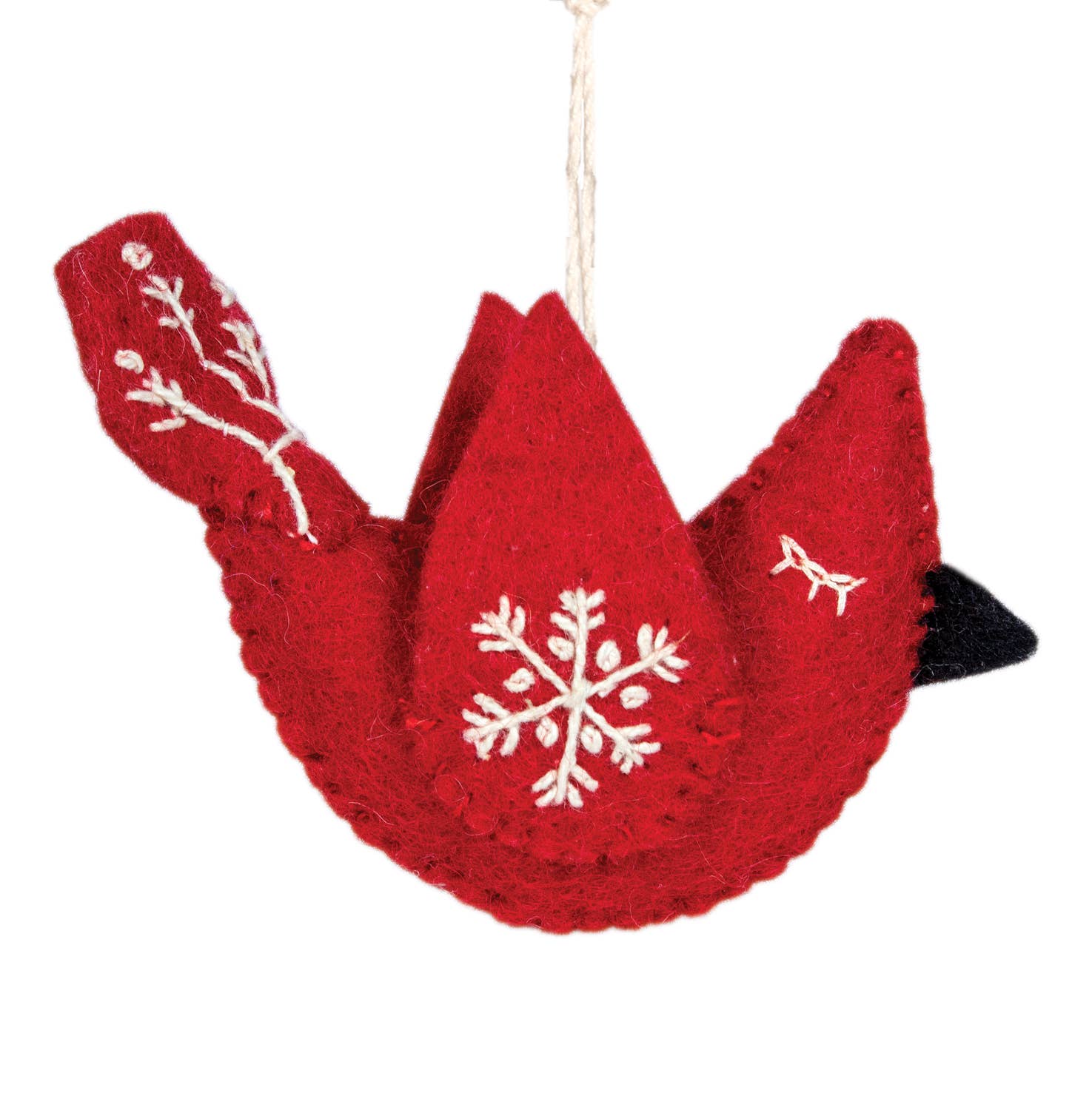 Snowflake Cardinal Ornament dZi Handmade