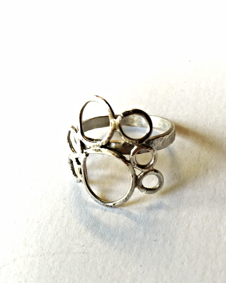 Silver Bubble Ring/Bubble Ring, Silver art ring/ Statement ring - size 7 Janine Gerade
