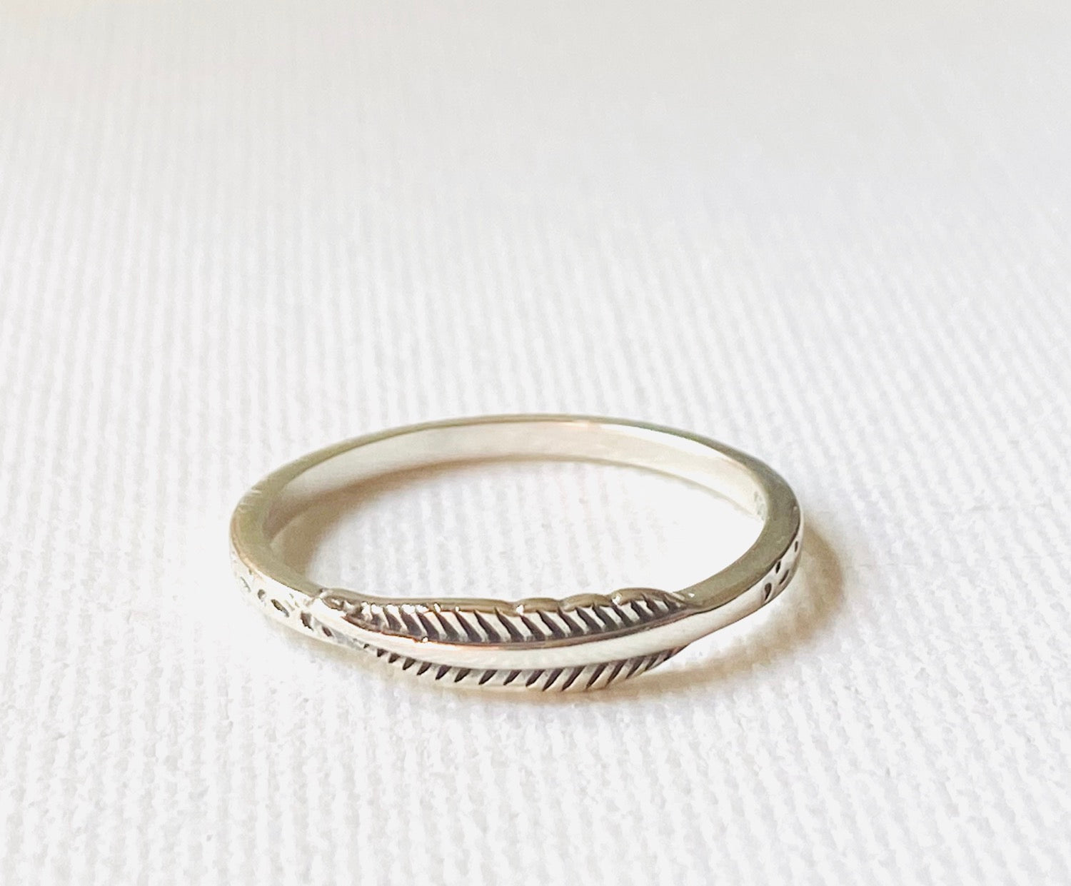 Sterling Silver Feather Ring, Feather Stacking Ring, Janine Gerade