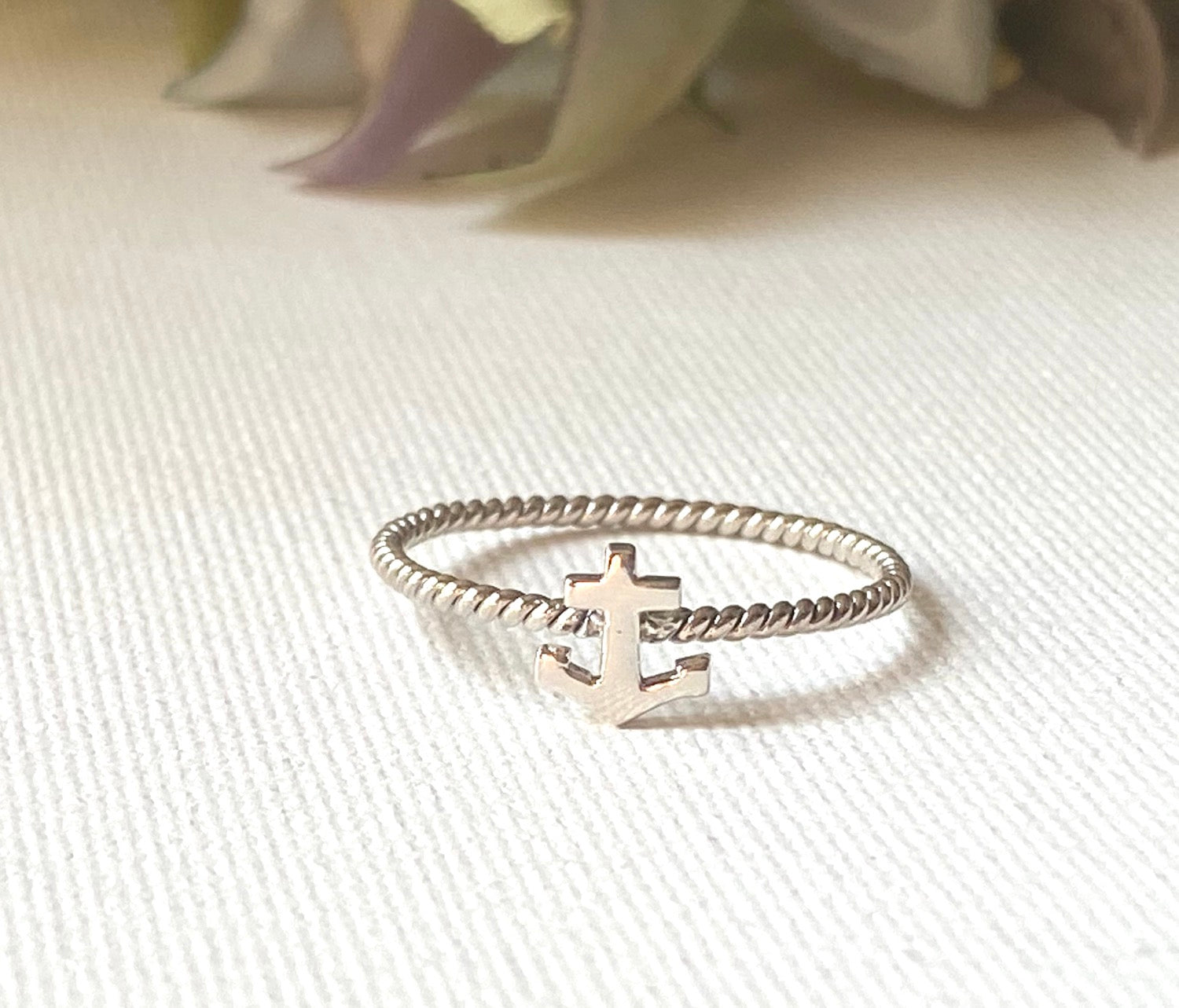 Sterling Silver Anchor Twist Ring, Anchor Ring, SailingRing - size 7 Janine Gerade