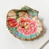 Vintage Floral Decoupage Scallop Shell Jewelry Dish Ana Razavi