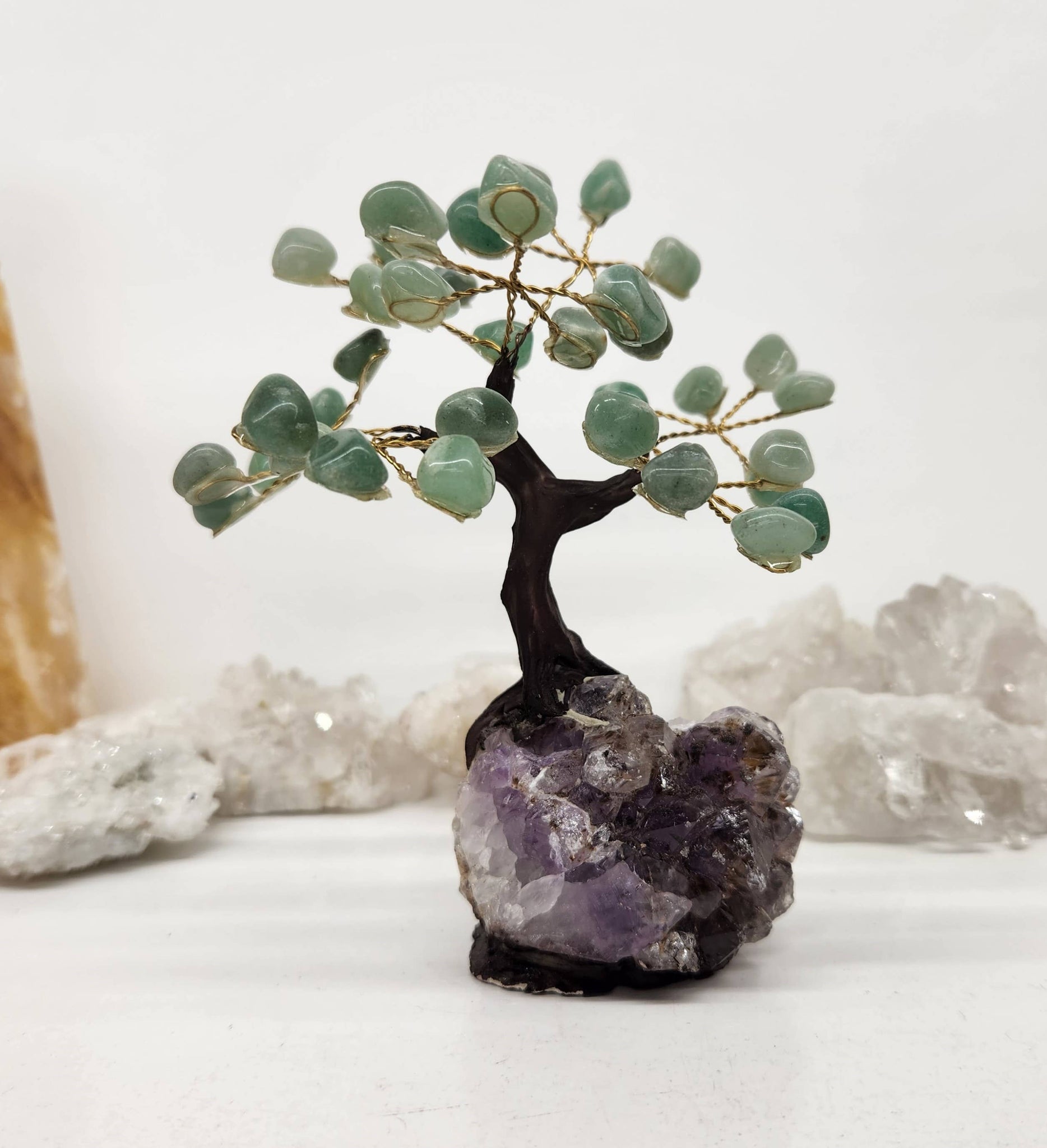 Gemstone Tree - Green Aventurine with Amethyst Base-5-6"Tall Meraki Gemstones