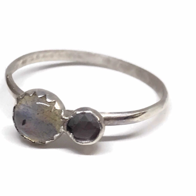 Peridot and labradorite Ring, silver Ring, Gemstone - size 9.25 Janine Gerade