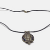 Owl Necklace/Animal Totem Crystal Mosaic/Vintage Brass Stamping Necklace in Leather Cord/Boho/Animal/Bug/State/Destination Necklace - Janine Design