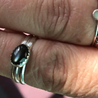 Black Ring, Mother Of Pearl Ring, Silver Stackable Ring - Size 6.25 Janine Gerade