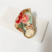 Vintage Floral Decoupage Oyster Shell Jewelry Dish Ana Razavi