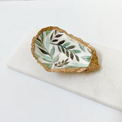 Tropical Leaf Decoupage Oyster Shell Jewelry Dish Ana Razavi