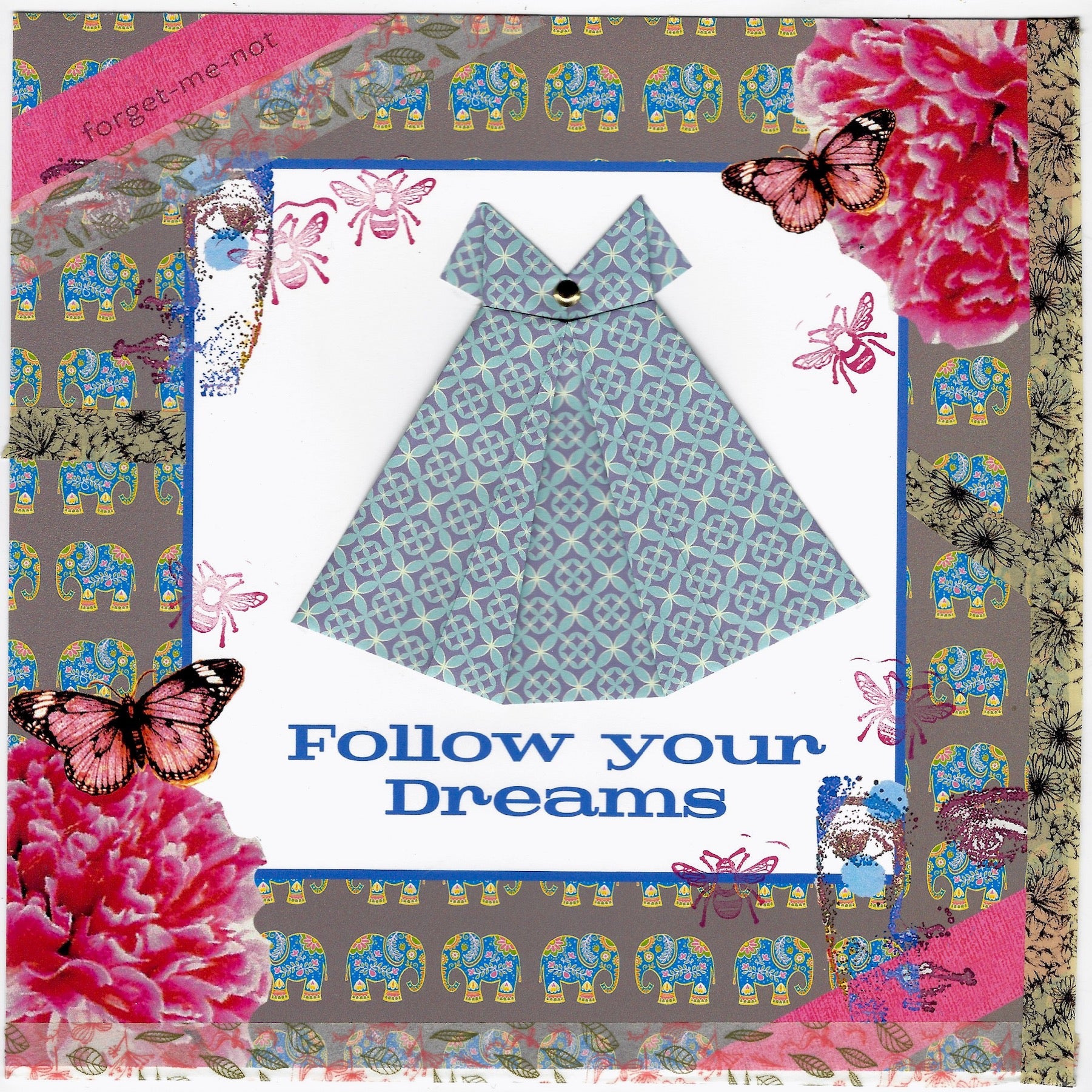 Framed Origami Dress Art - follow your dreams Virginia Fitzgerald