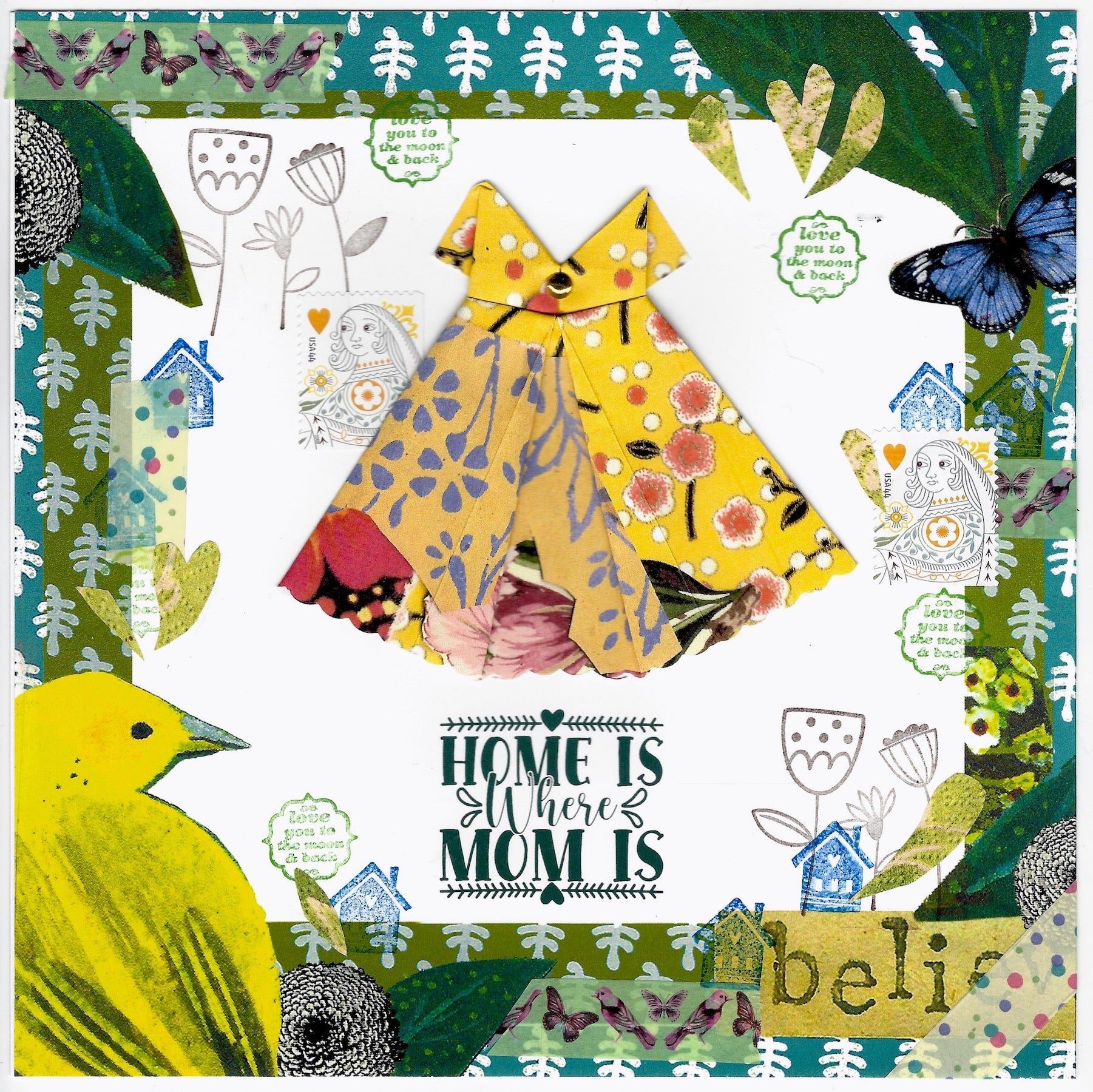 Framed Origami Dress Art - Home is where Mom is Virginia Fitzgerald