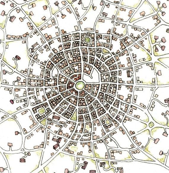 Five Towns, Imaginary Map Art Prints Uni-T