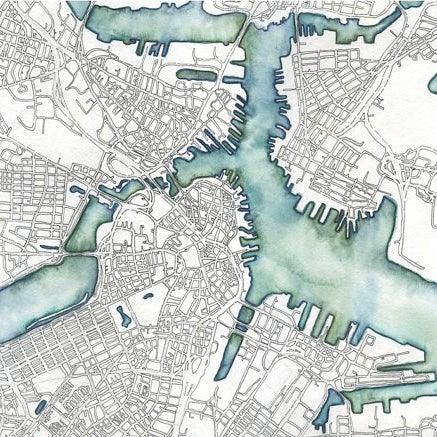 Boston Map Art Print &amp; Card Uni-T