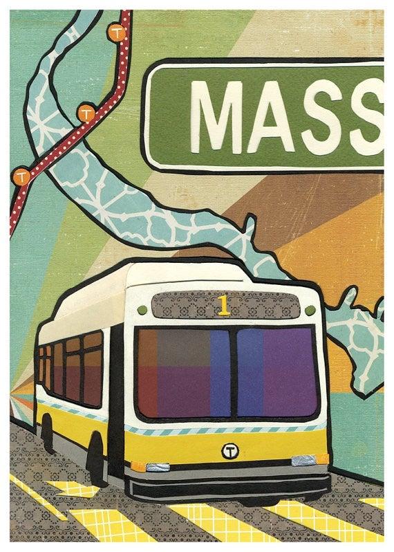M is for Massachusetts Ave. - Cut paper illustration print Uni-T