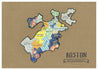 Boston Neighborhoods Map - cut paper print Uni-T