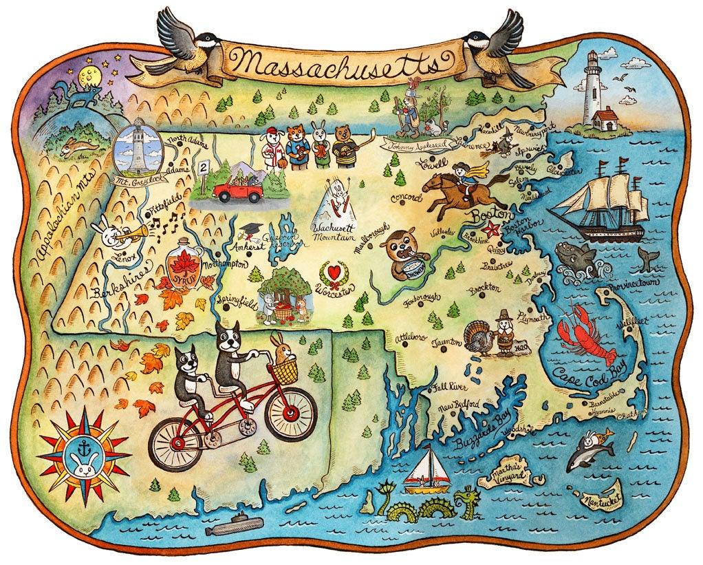 Massachusetts Neigborhood Map Art Prints 8&quot; x10&quot; Uni-T