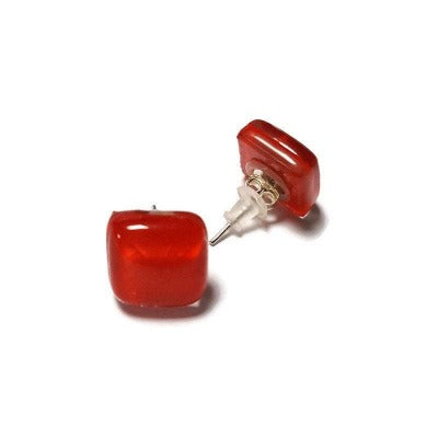 Recycled Black and Red Glass Stud Earrings, Simple Studs Carolina Portillo