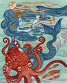 Mermaid Octopus Archival Art Print 8X10, OFFERING Uni-T
