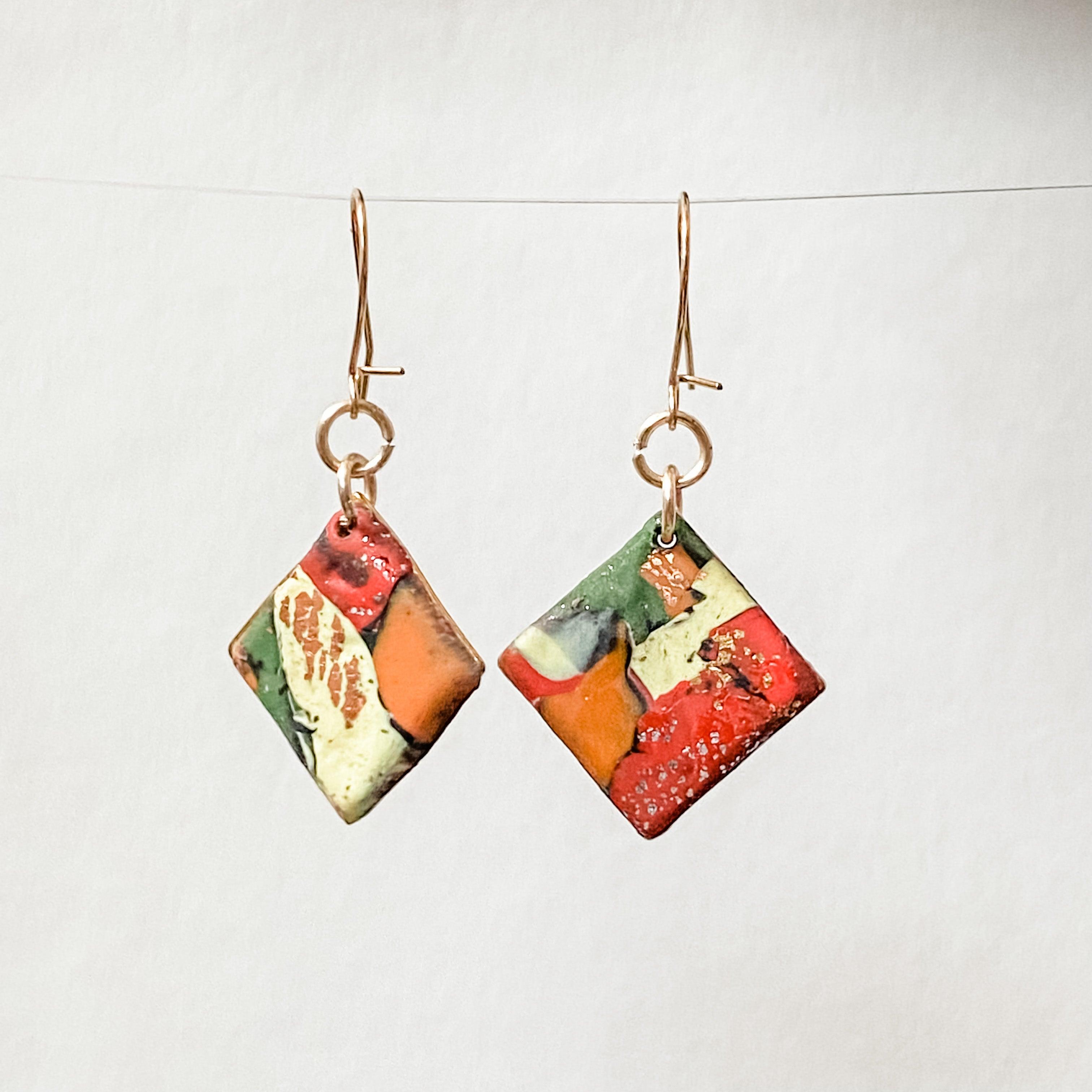Square Polymer Clay  Earrings - Uni-T
