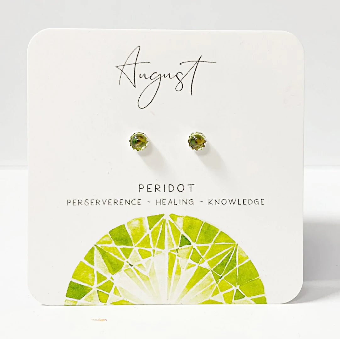 Peridot Stud Earrings, Birthday Gemstone - August Janine Gerade