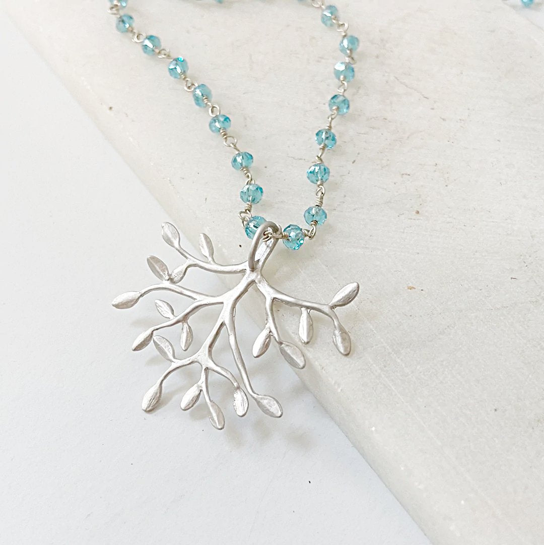 Tree Branch Plated Rhodium Necklace Kathy James