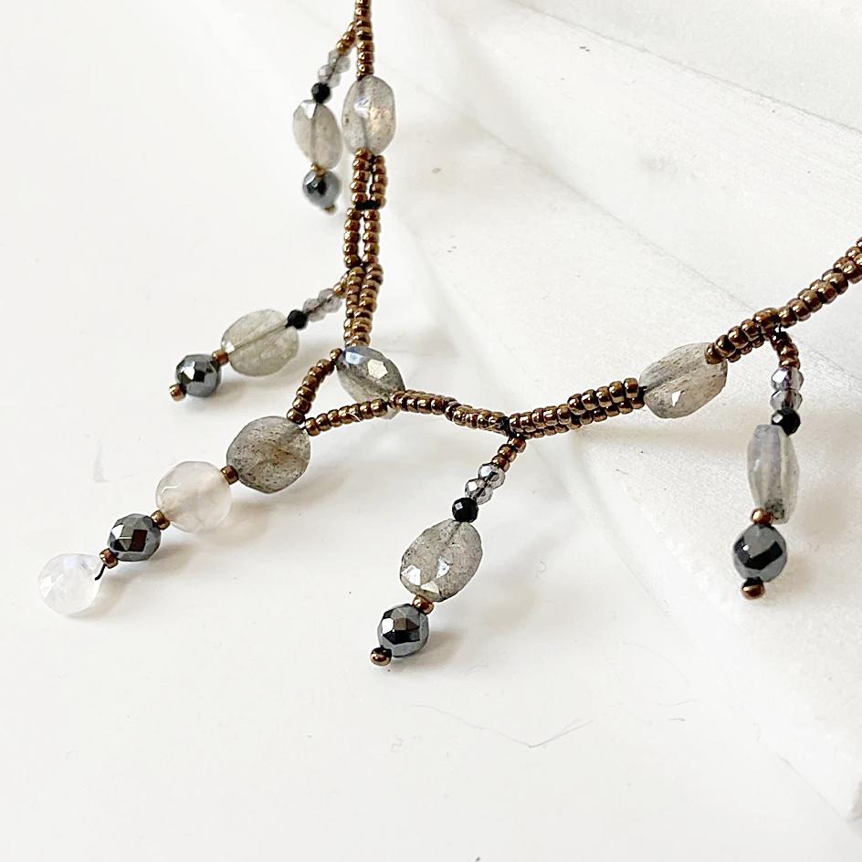 Gemstone Beaded Necklace/Labradorite beaded Necklace Janine Gerade