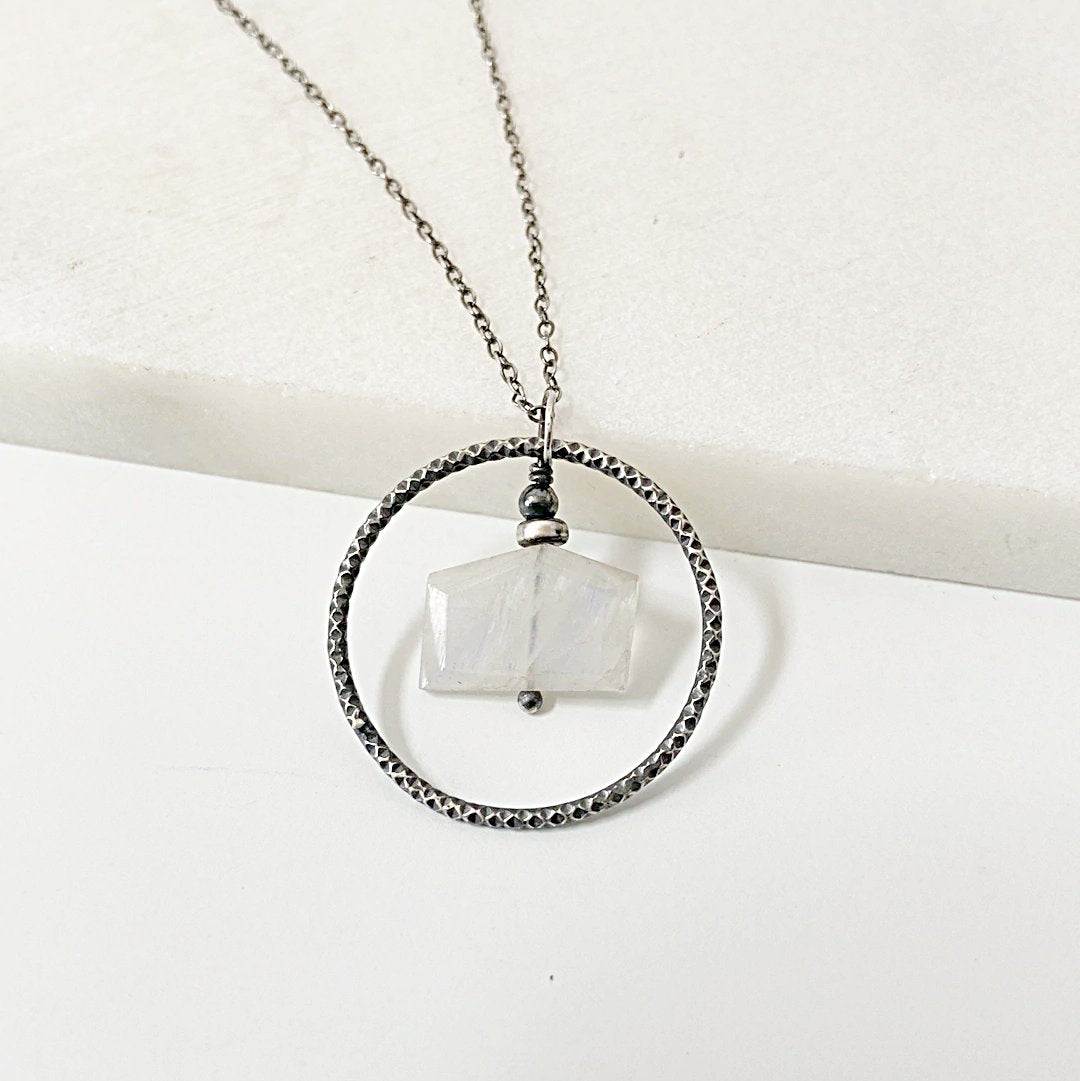 Moonstone Circle Necklace, Infinity Necklace, Moonstone Necklace Janine Gerade