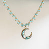 Abalone Moon and Aqua Chalcedony with 14K Gold Filled Necklace Uni-T Necklace