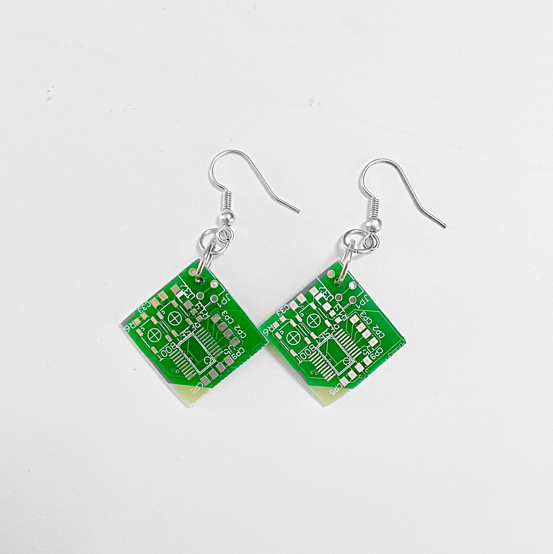 Green Circuit Board Earrings - Computer Parts Earrings Melissa Glick