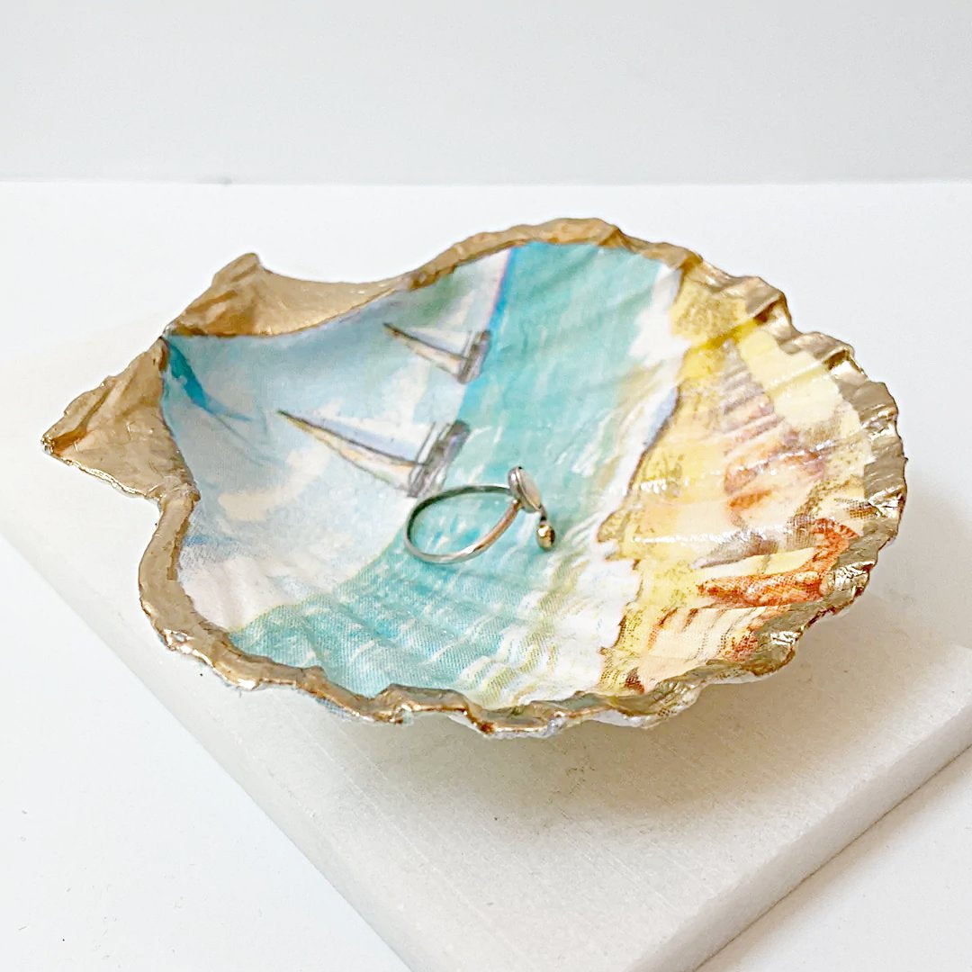 Decoupage Scallop Shell Jewelry Dish Ana Razavi