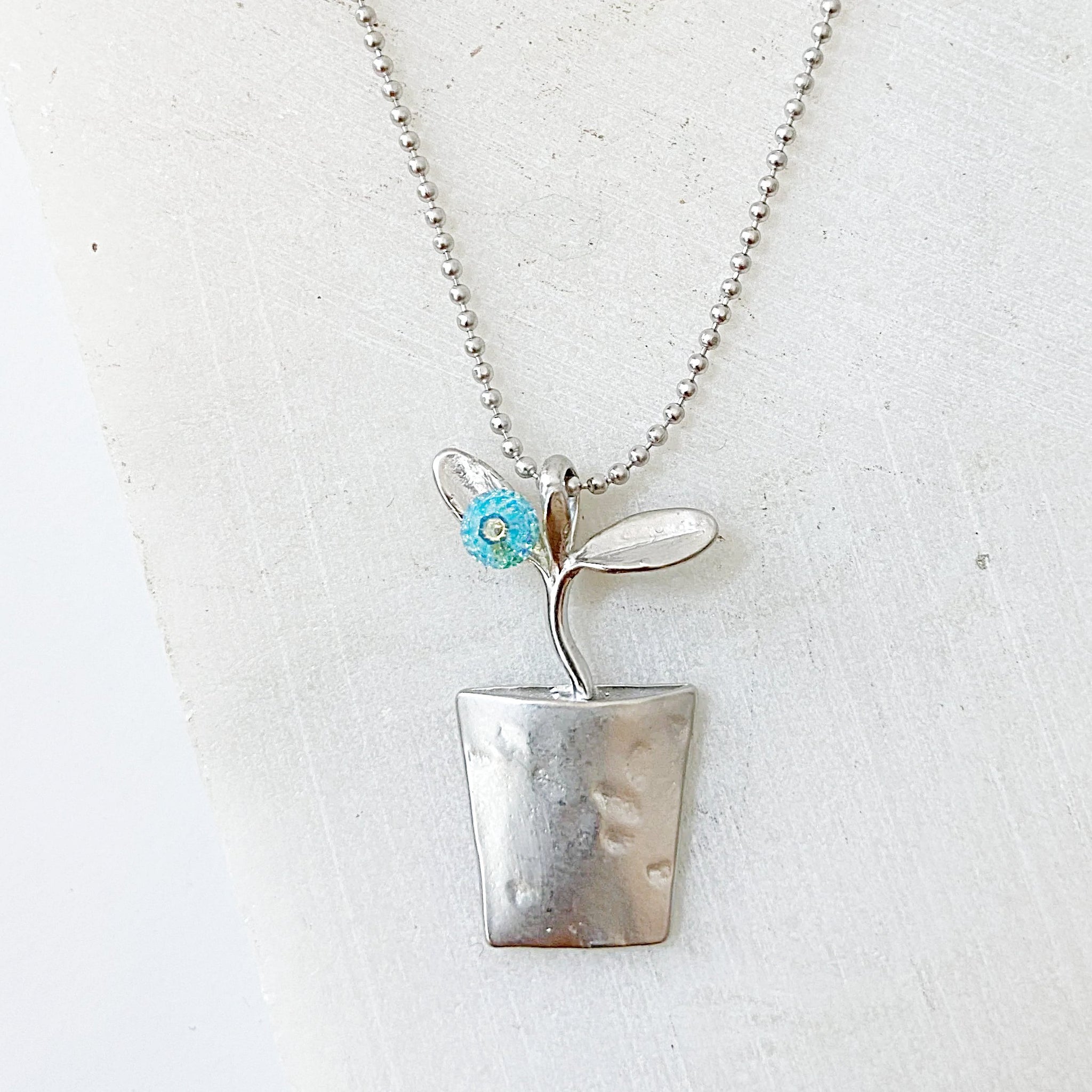 Sprouting Leaves in a Pot Necklace Kathy James