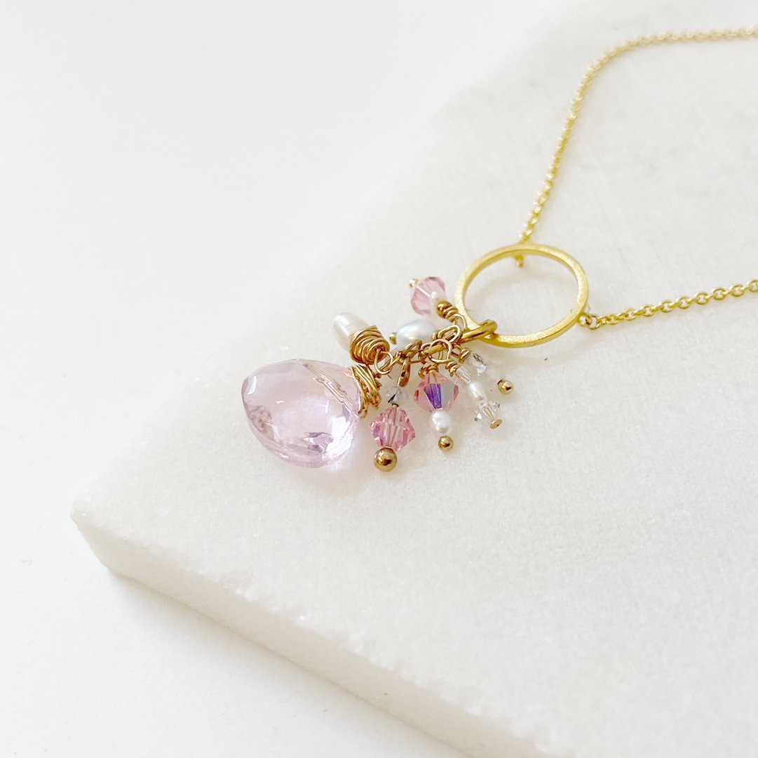 Pink and Gold Charm Necklace Janine Gerade