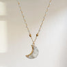 Druzy Quartz Natural Moon, Gray Jade and Brass with 14K Gold Filled Necklace Uni-T Necklace