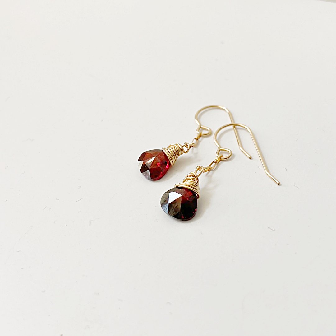 Red CZ Teardrop and Gold Filled Earrings Janine Gerade