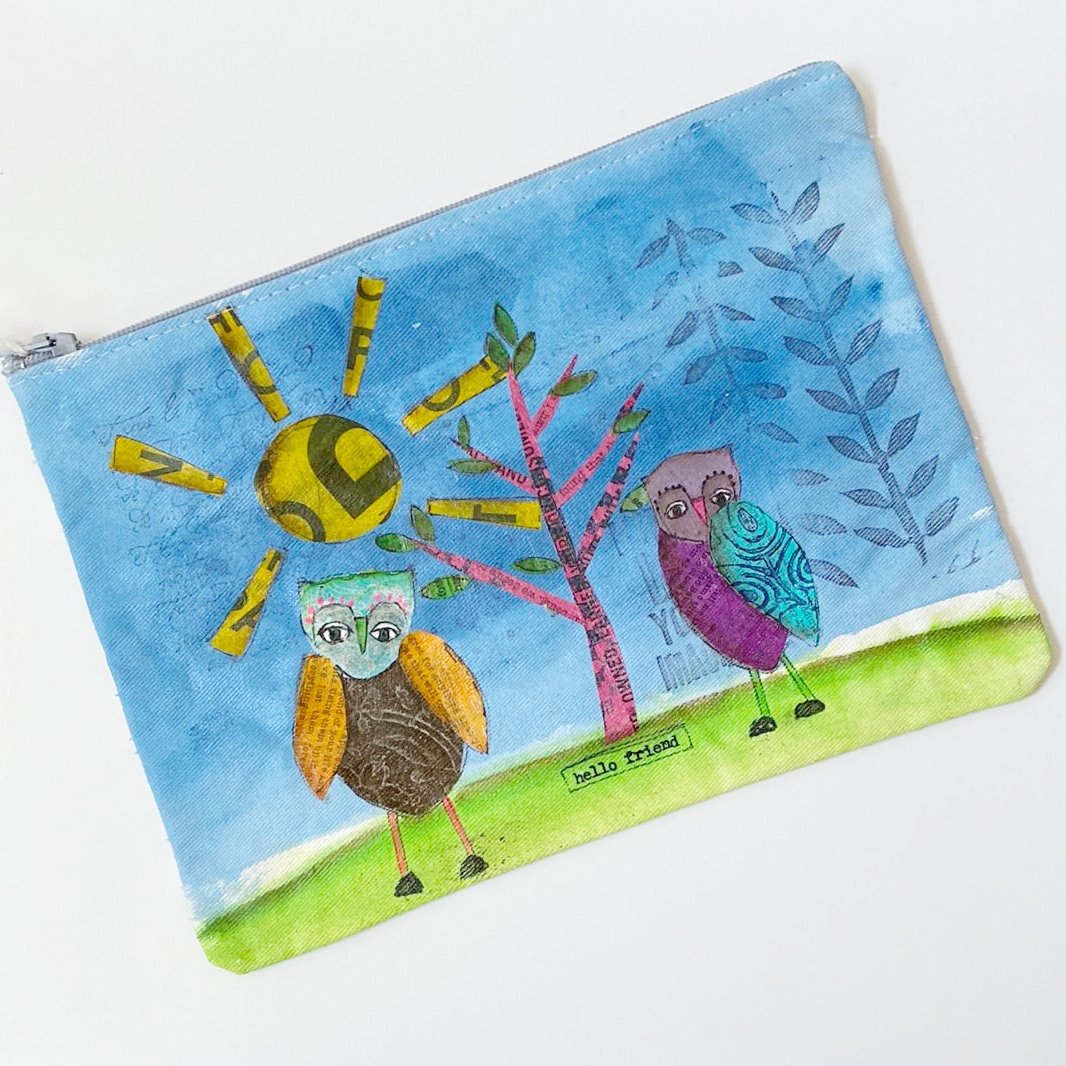 Zip Bags and pouches-Hello friend / One of a kind artist Allison Lee