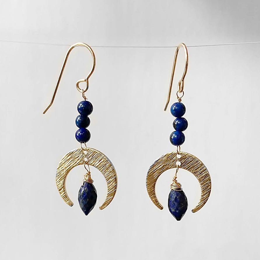 Lapis moon Earrings/Lapis Earrings, Celestial Janine Gerade