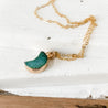 Druzy Quartz Mini Moon Pendant Necklace on 14K Gold Filled Chain Uni-T Necklace