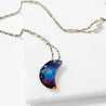 Blue Crystal Moon on Satellite Chain Sterling Silver Necklace Regina McGearty