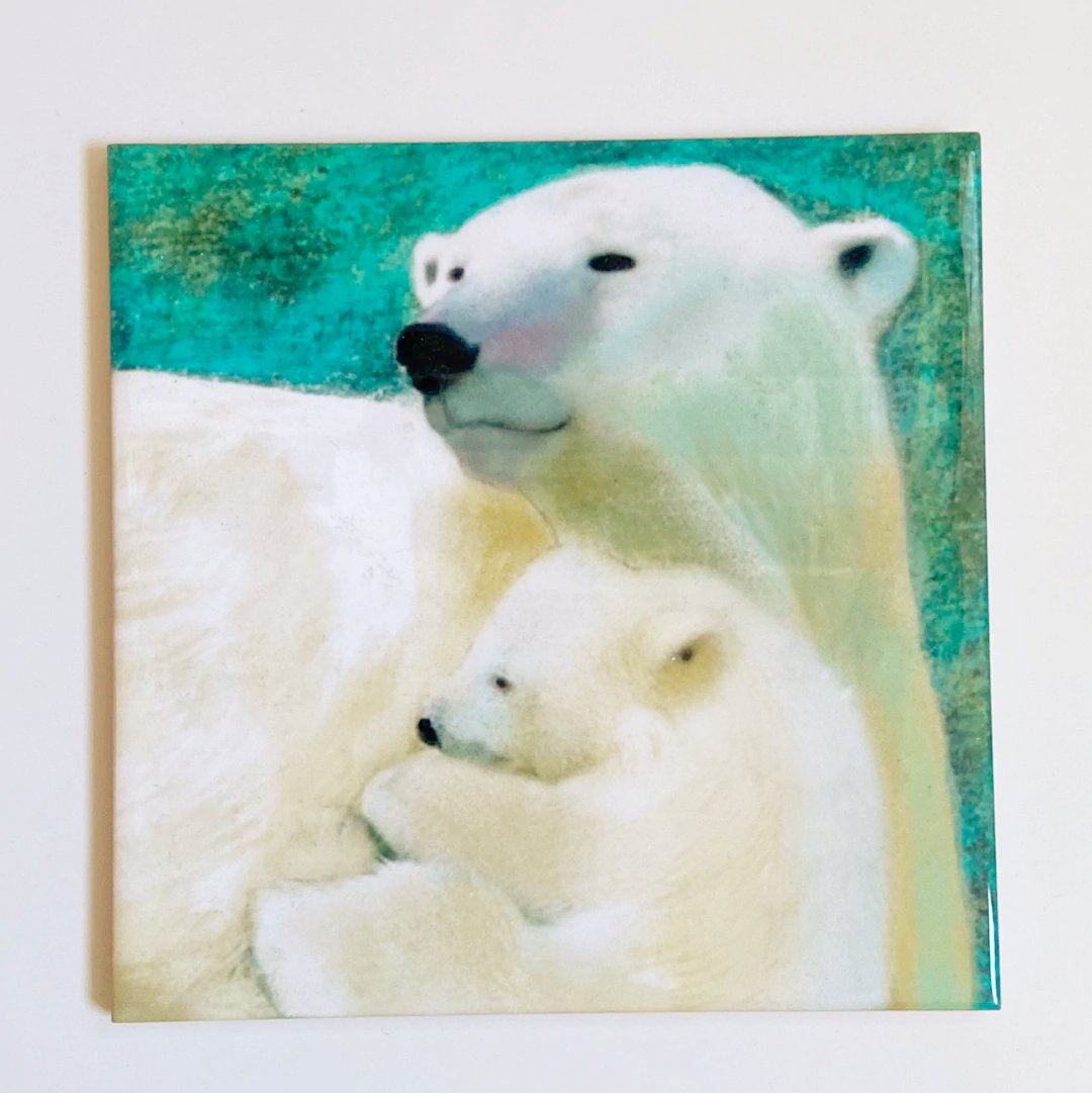 Mother & Baby Polar Bear Tile Art, Trivet, Hot Plate BRJA