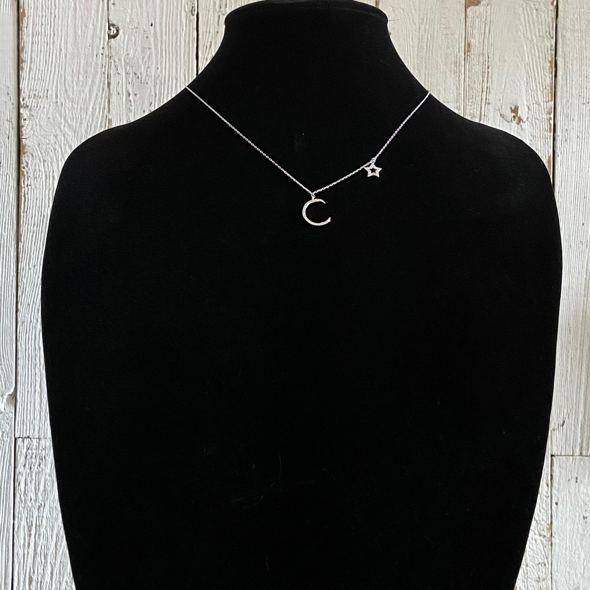 Dainty Pave Star and the Moon Necklace Uni-T Necklace