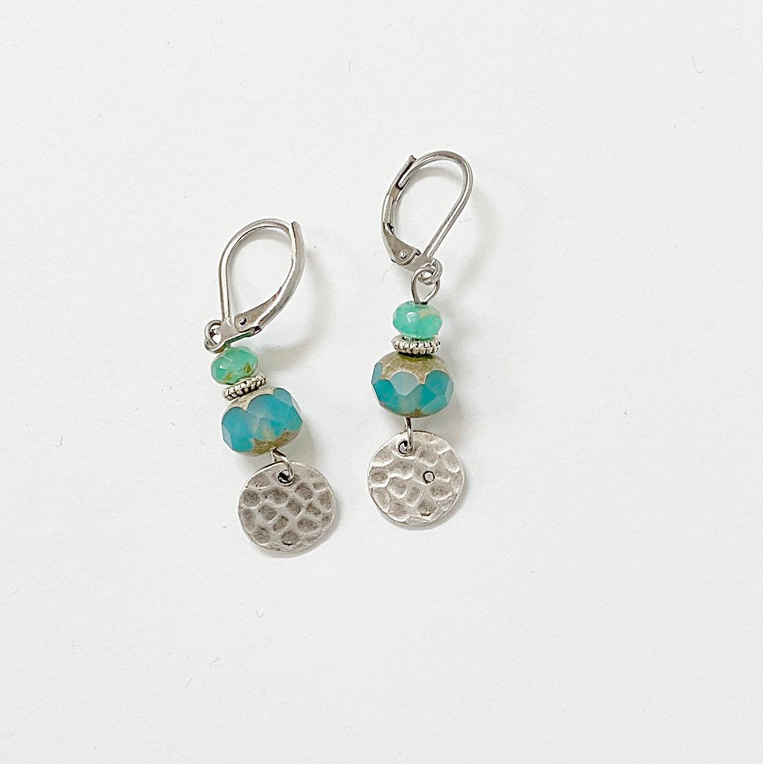 Blue Beads Earrings with charms Kathy James