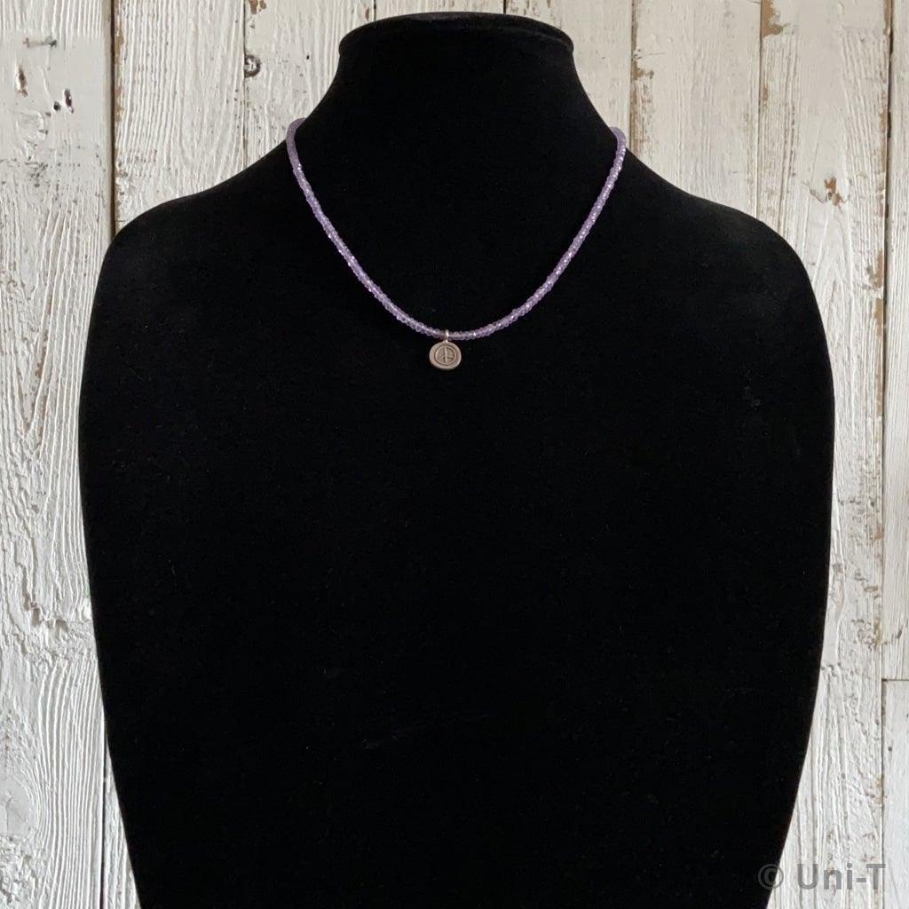 Amethyst Beads Necklaces with Oxidized Peace Pendant Uni-T Necklace