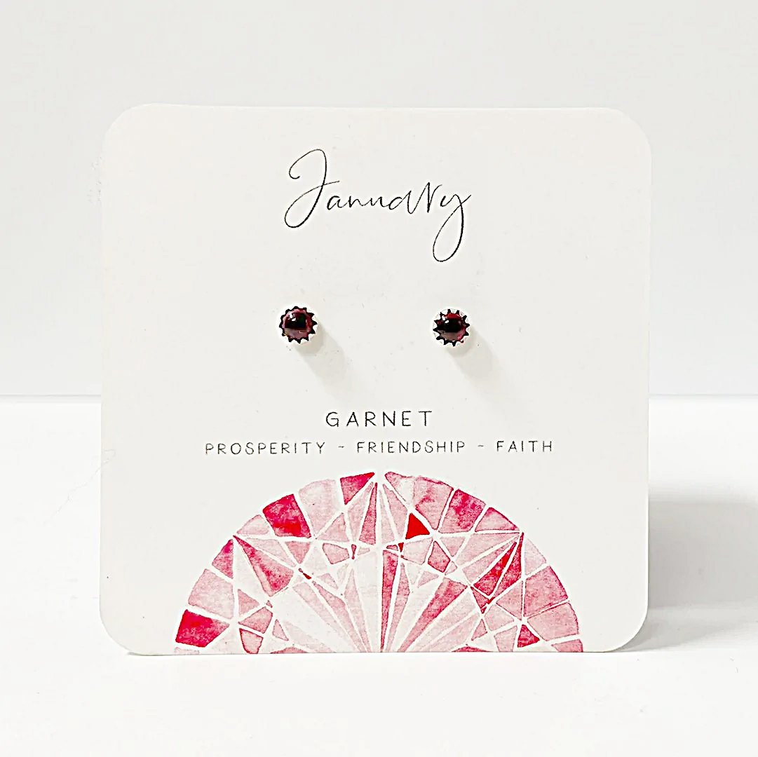Garnet Stud Earrings, Birthday Gemstone - January Janine Gerade