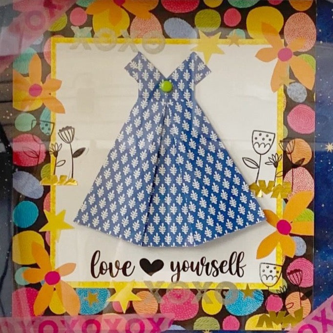Framed Origami Dress Art - Love Yourself Virginia Fitzgerald